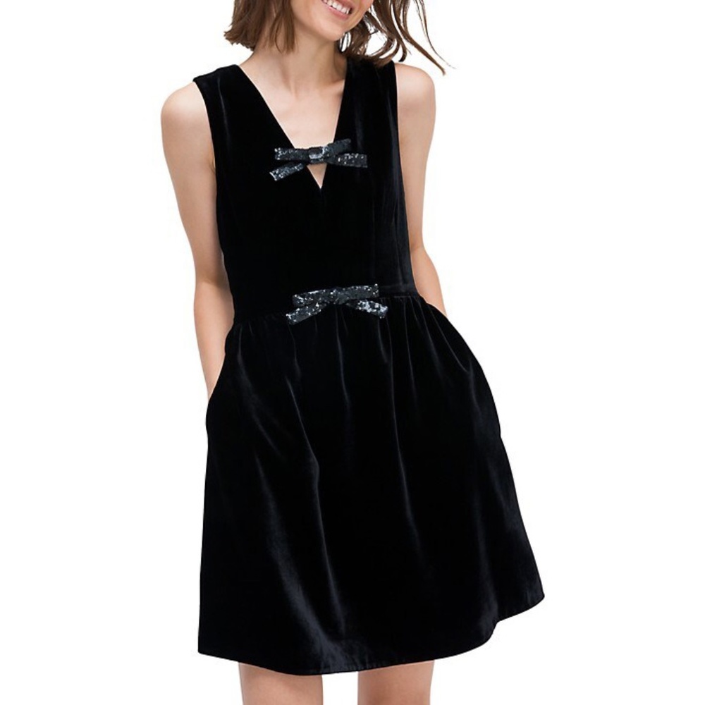 KATE SPADE Sequin Bow Velvet Dress
